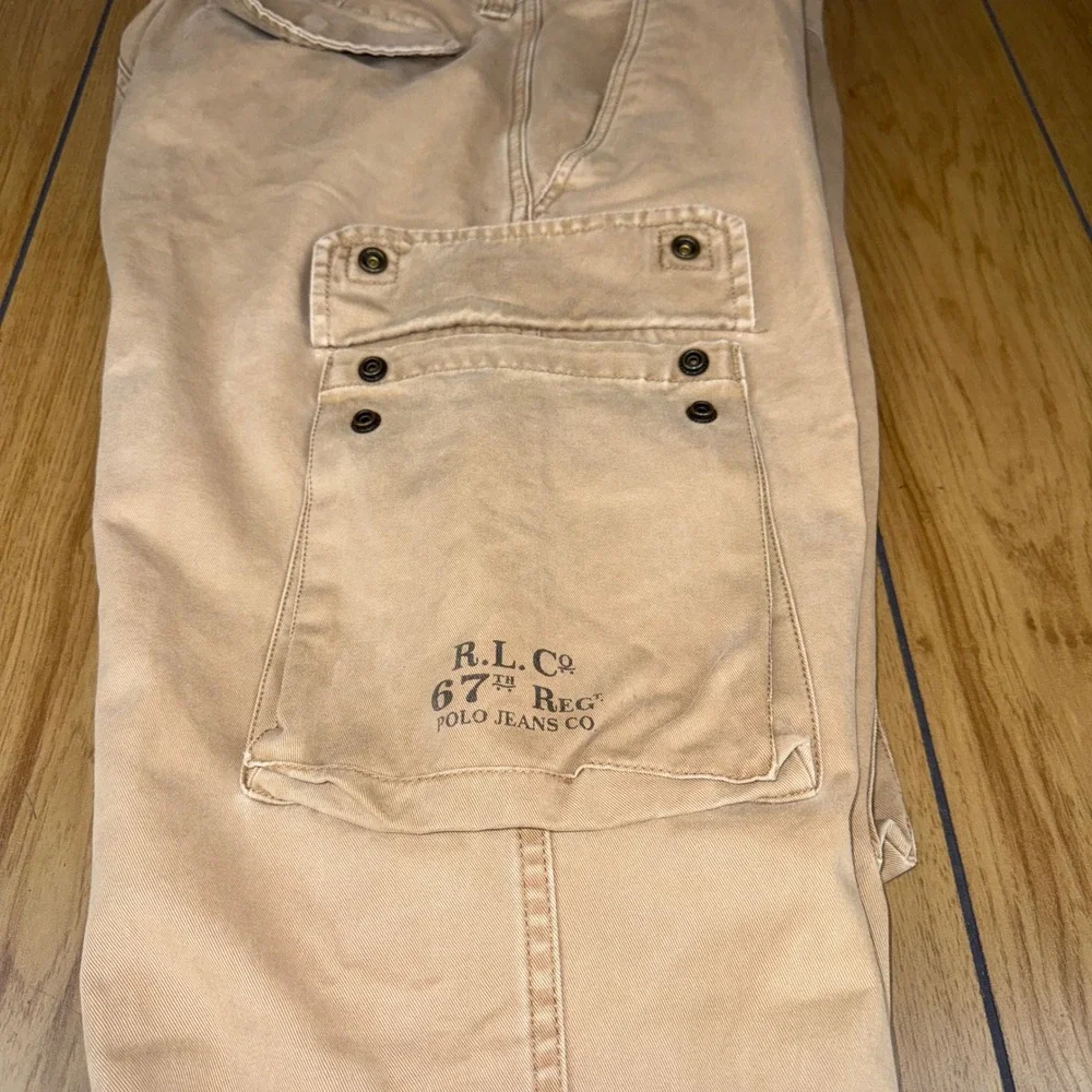 Polo Jeans Company Ralph Lauren Cargo Pants Khaki Tan Mens 36x30 Relaxed Fit‎